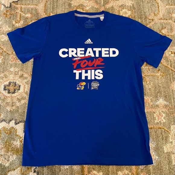 Kansas Jayhawks 2018 Created Four This Shirt Color Blue Size Medium - Picture 1 of 5